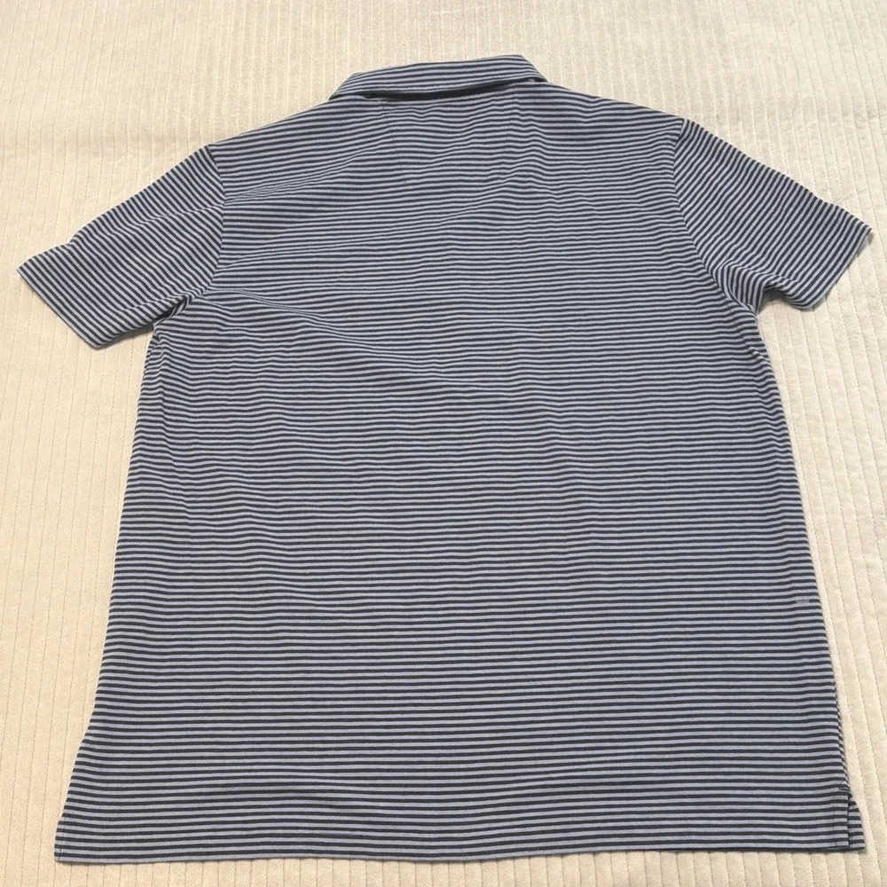 Mack Weldon Men's Size 2XL Blue Stretch Cotton Striped Short Sleeve Polo Shirt